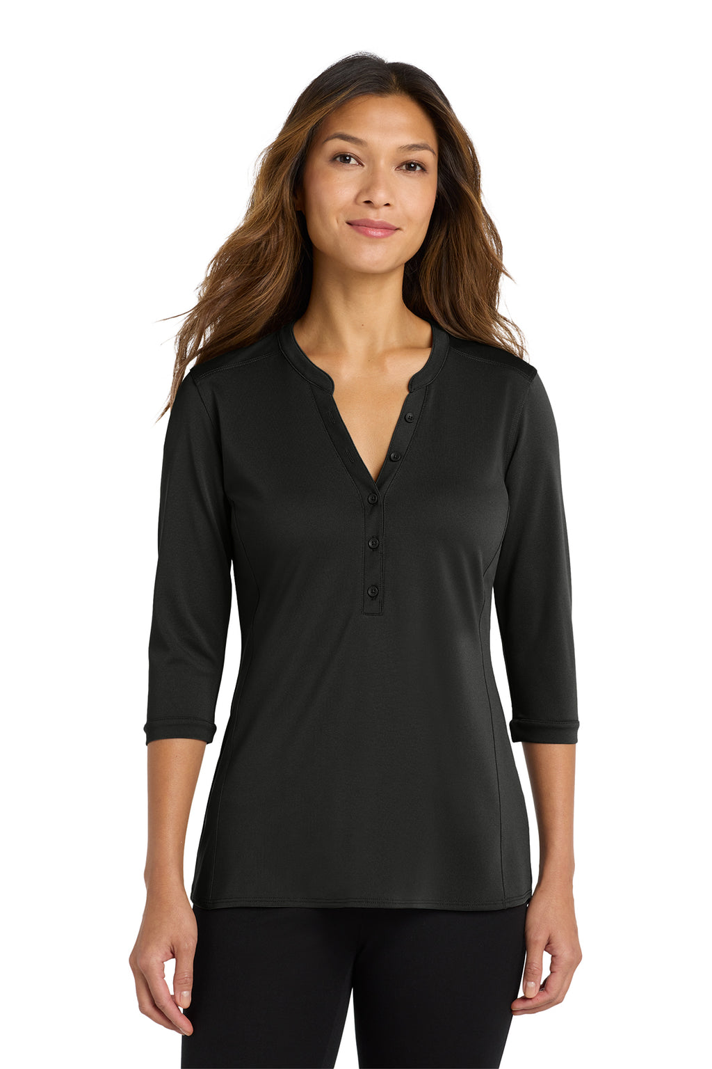 KOMATSU Port Authority® Women's UV Choice Pique Henley - Black