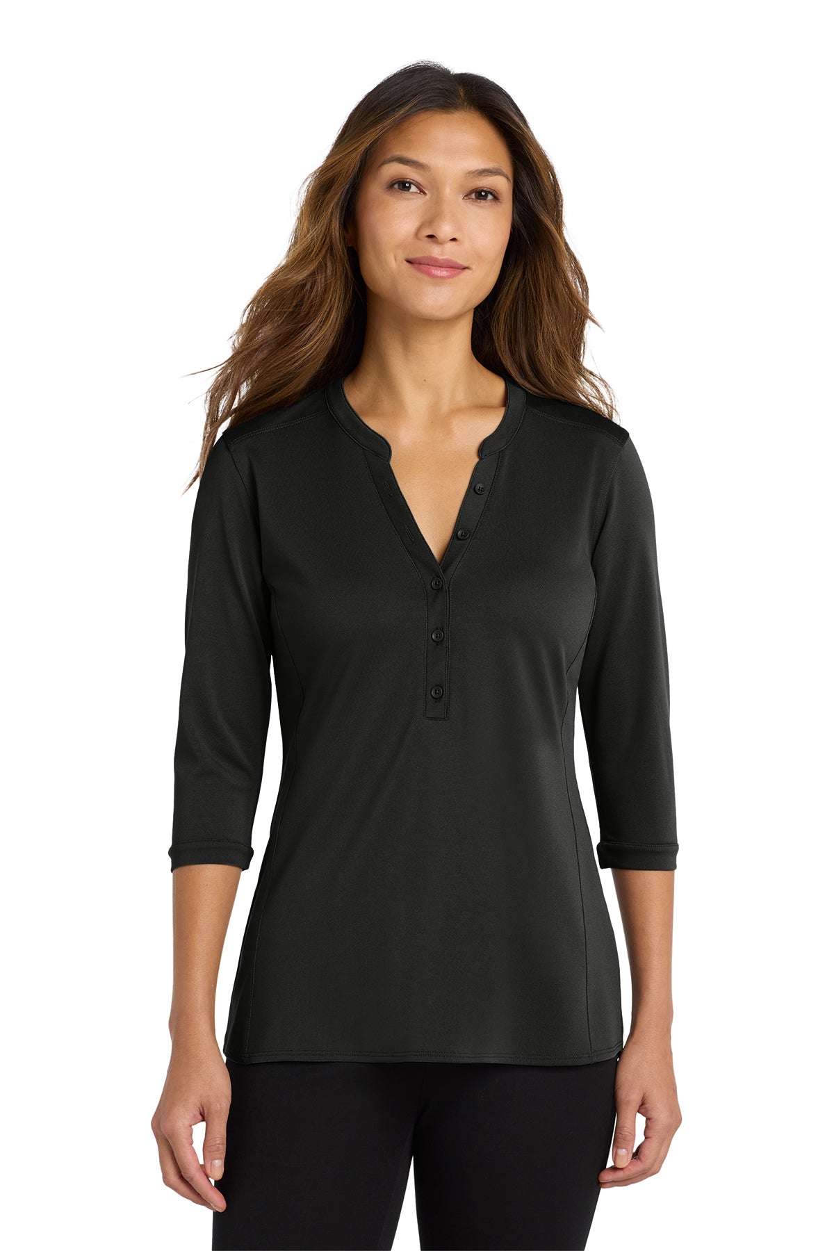 KOMATSU Port Authority® Women's UV Choice Pique Henley - Black