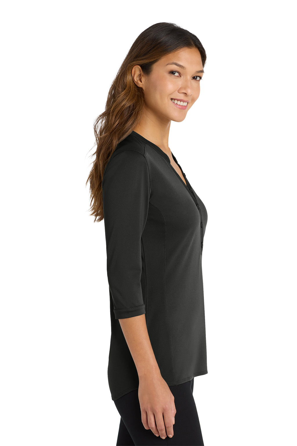 KOMATSU Port Authority® Women's UV Choice Pique Henley - Black