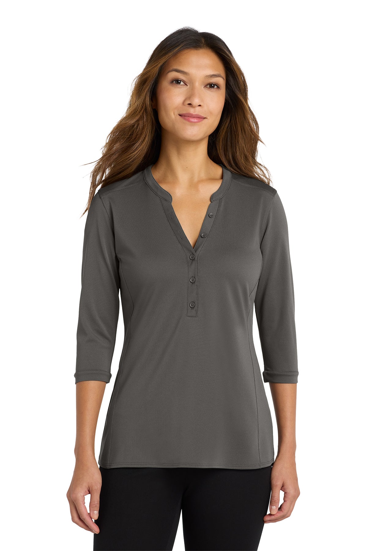 KOMATSU Port Authority® Women's UV Choice Pique Henley - Sterling Grey