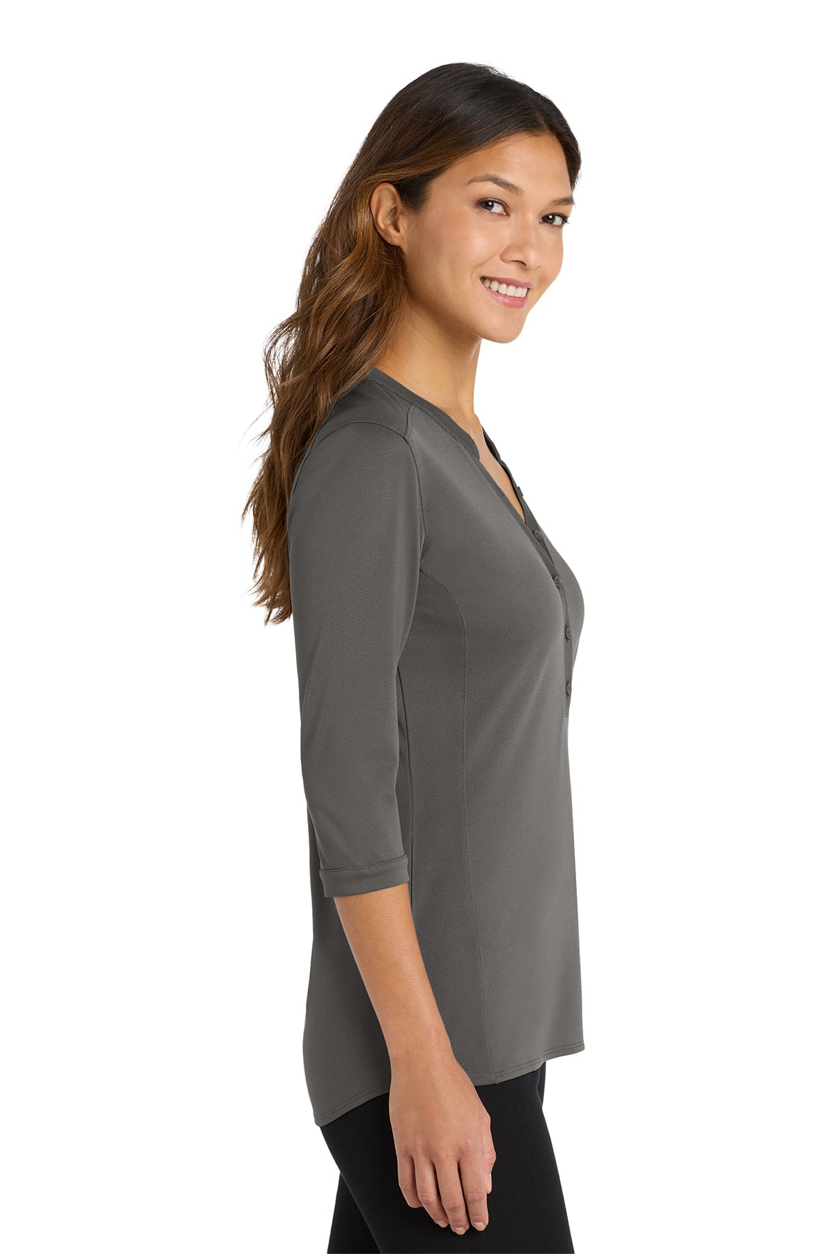 KOMATSU Port Authority® Women's UV Choice Pique Henley - Sterling Grey