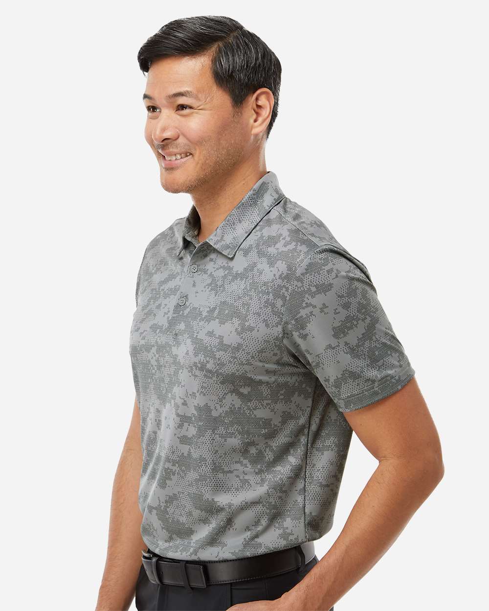 KOMATSU Men's All Over Camo Print Polo - Grey Three