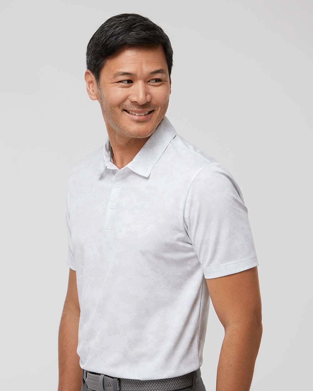 KOMATSU ADIDAS Men's All Over Camo Print Polo - White