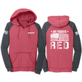 KOMATSU RED District® Women’s Lightweight Fleece Raglan Hoodie - Heathered Red/Charcoal
