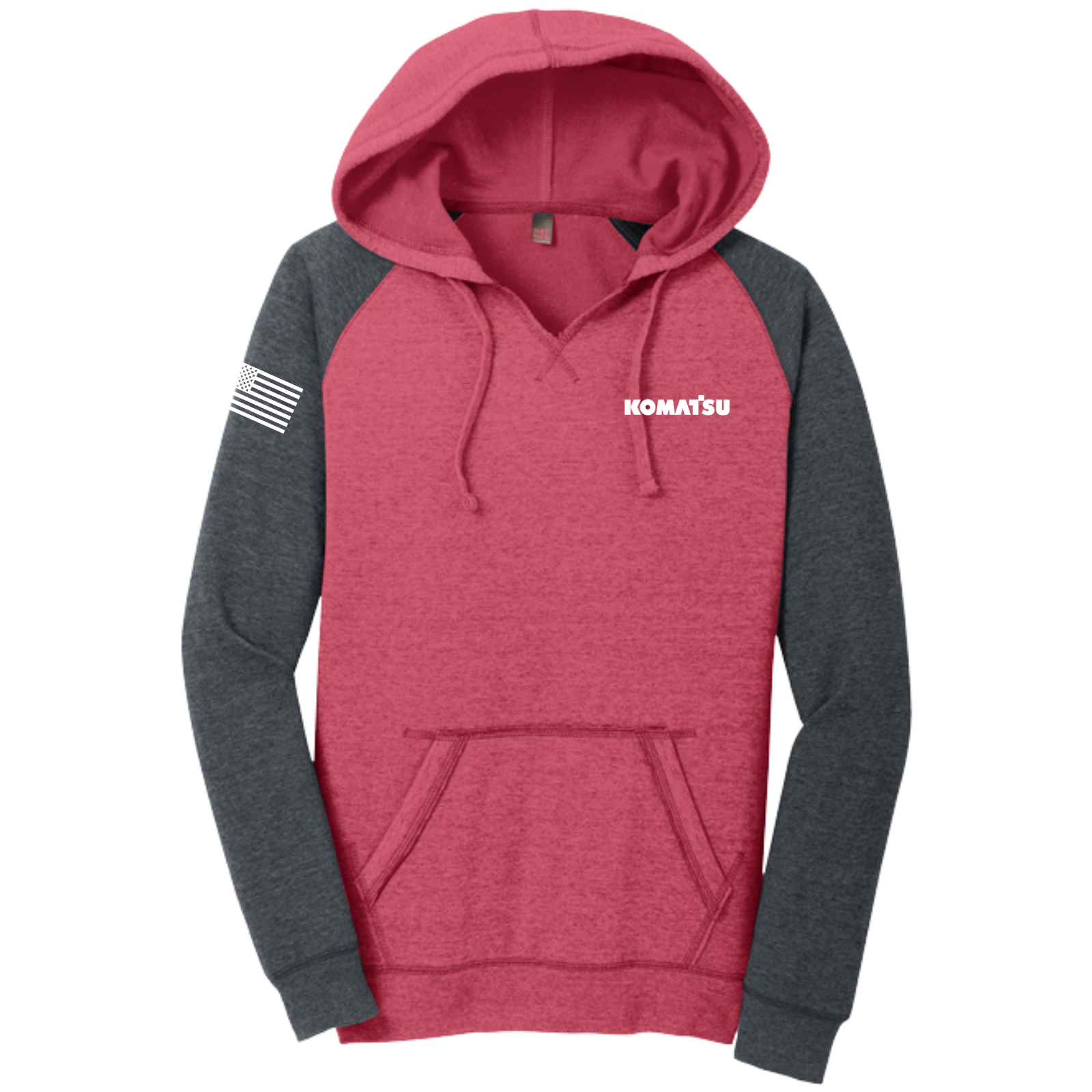 KOMATSU RED District® Women’s Lightweight Fleece Raglan Hoodie - Heathered Red/Charcoal