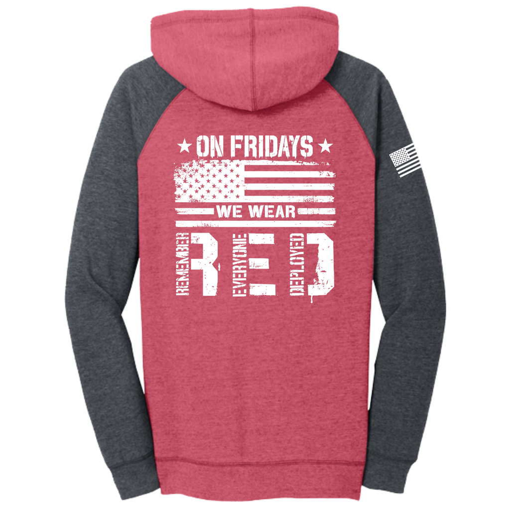 KOMATSU RED District® Women’s Lightweight Fleece Raglan Hoodie - Heathered Red/Charcoal