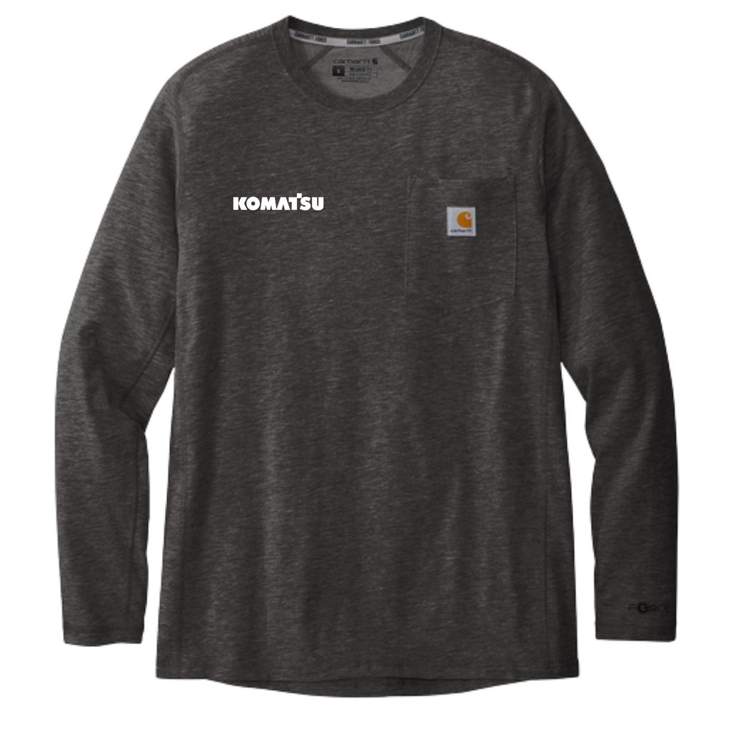 KOMATSU Carhartt Force® Long Sleeve Pocket T-Shirt - Carbon Heather