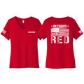 KOMATSU RED BELLA+CANVAS® Women’s Relaxed Jersey Short Sleeve V-Neck Tee - Red