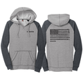 KOMATSU FLAG District® Women’s Lightweight Fleece Raglan Hoodie - Heathered Grey/Charcoal
