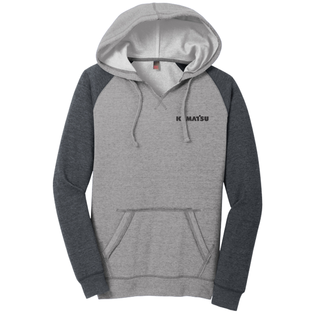 KOMATSU FLAG District® Women’s Lightweight Fleece Raglan Hoodie - Heathered Grey/Charcoal