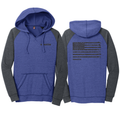 KOMATSU FLAG District® Women’s Lightweight Fleece Raglan Hoodie - Heathered Royal/Charcoal
