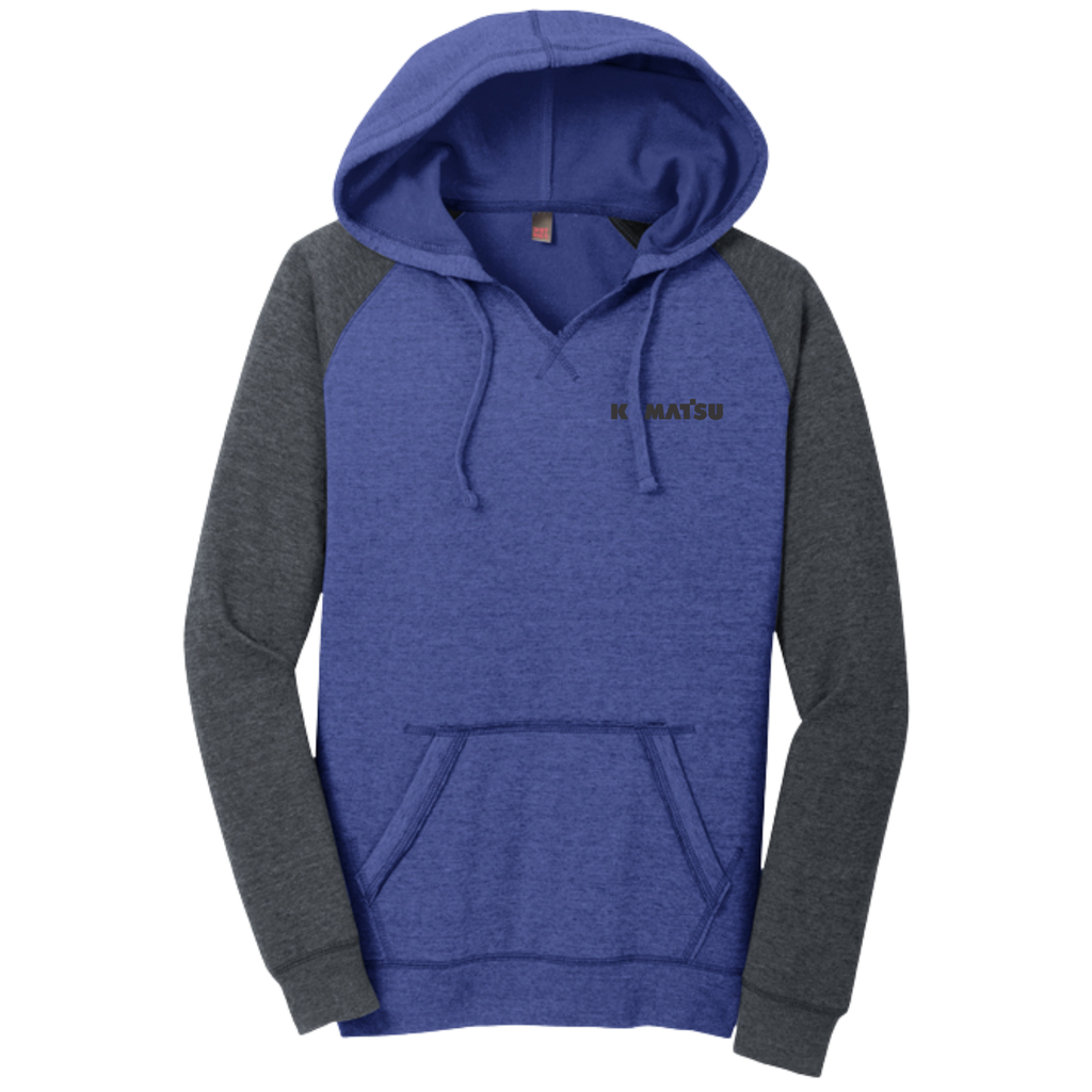 KOMATSU FLAG District® Women’s Lightweight Fleece Raglan Hoodie - Heathered Royal/Charcoal