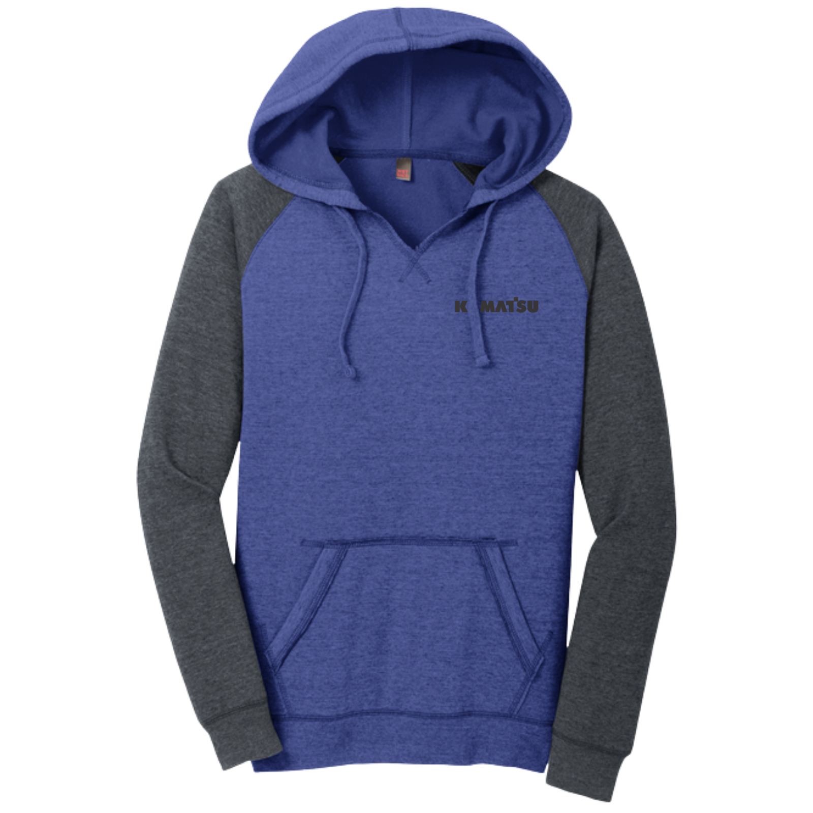 KOMATSU FLAG District® Women’s Lightweight Fleece Raglan Hoodie - Heathered Royal/Charcoal
