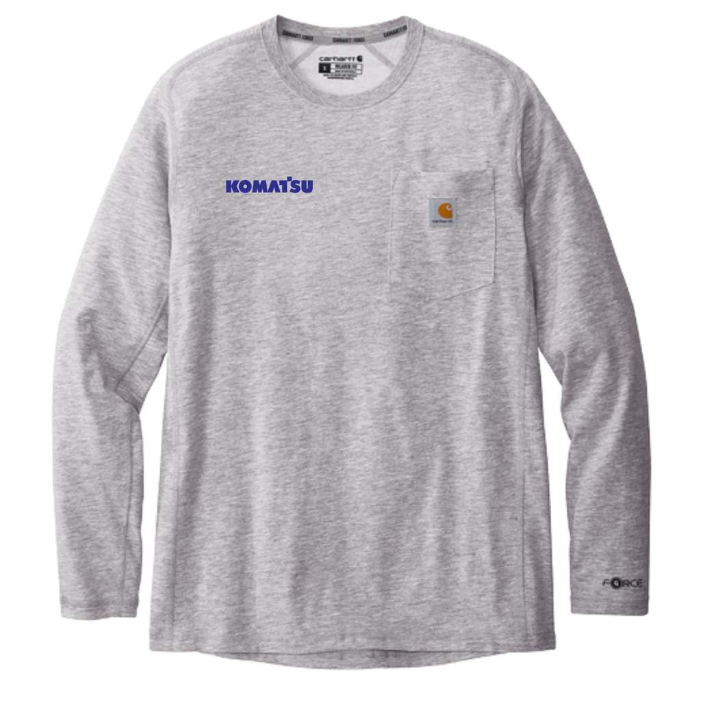KOMATSU Carhartt Force® Long Sleeve Pocket T-Shirt - Heather Grey