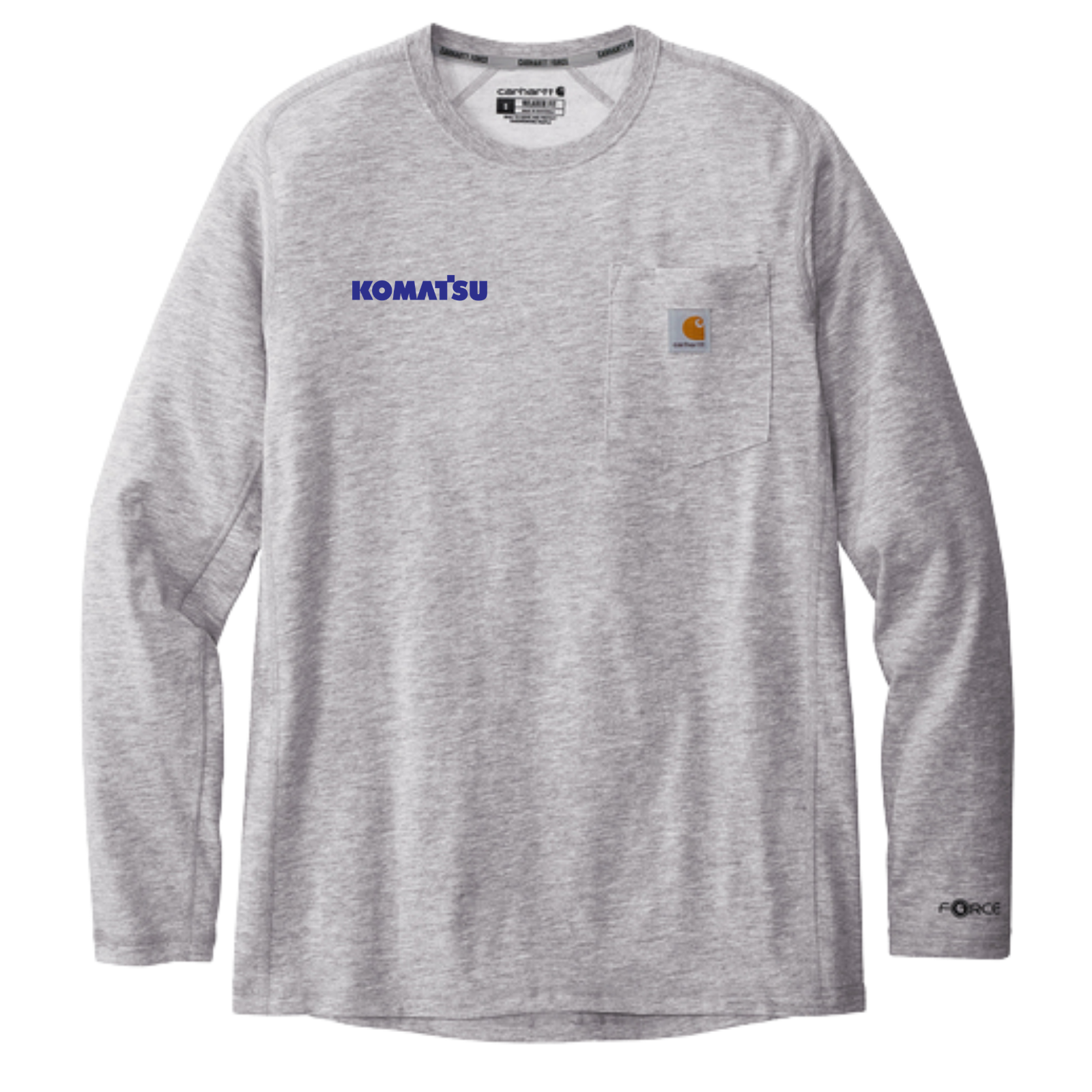 KOMATSU Carhartt Force® Long Sleeve Pocket T-Shirt - Heather Grey