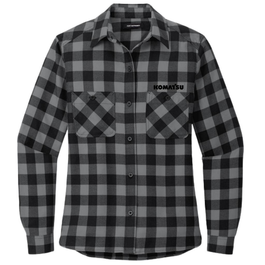 KOMATSU Port Authority® Women's Plaid Flannel Shirt - Grey/Black Buffalo