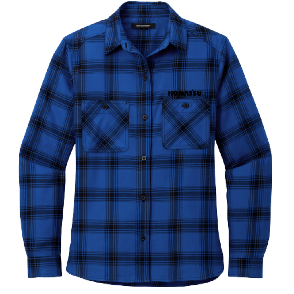 KOMATSU Port Authority® Women's Plaid Flannel Shirt - Royal/Black Open