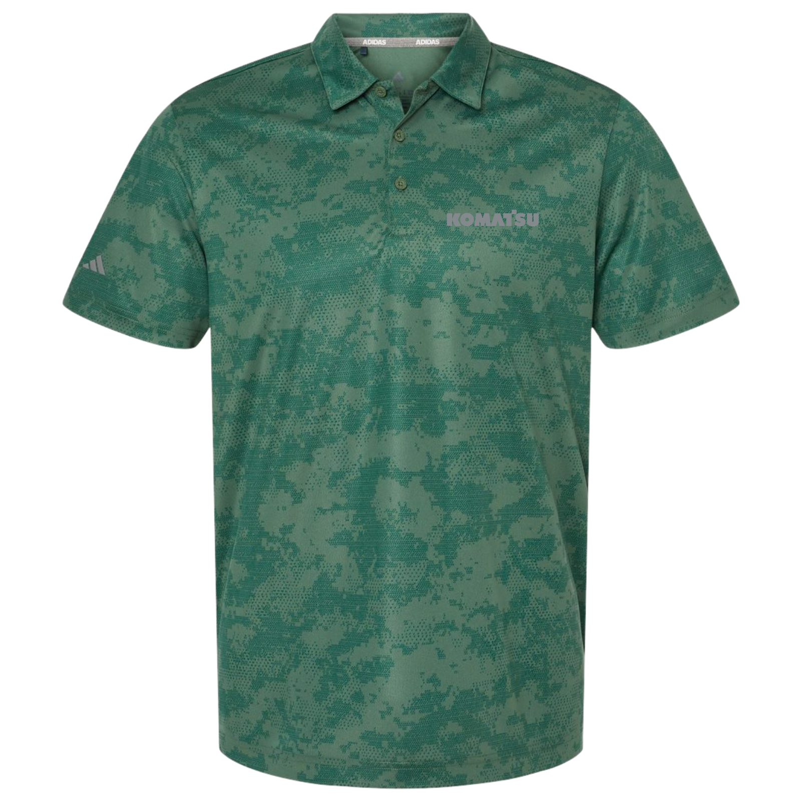 KOMATSU Men's All Over Camo Print Polo - Green Oxide