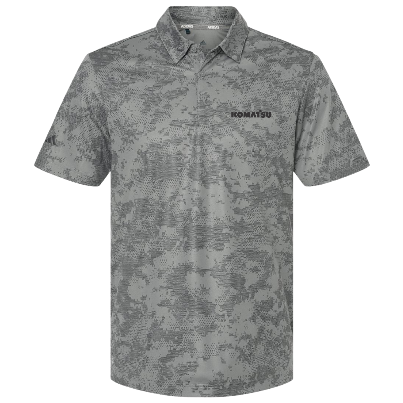 KOMATSU Men's All Over Camo Print Polo - Grey Three