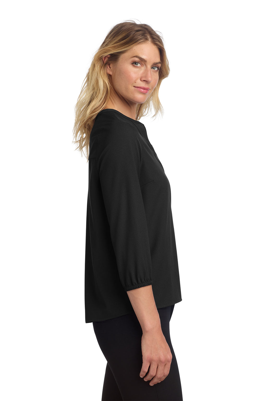 KOMATSU Mercer+Mettle® Women's Stretch Crepe 3/4-Sleeve Blouse - Black