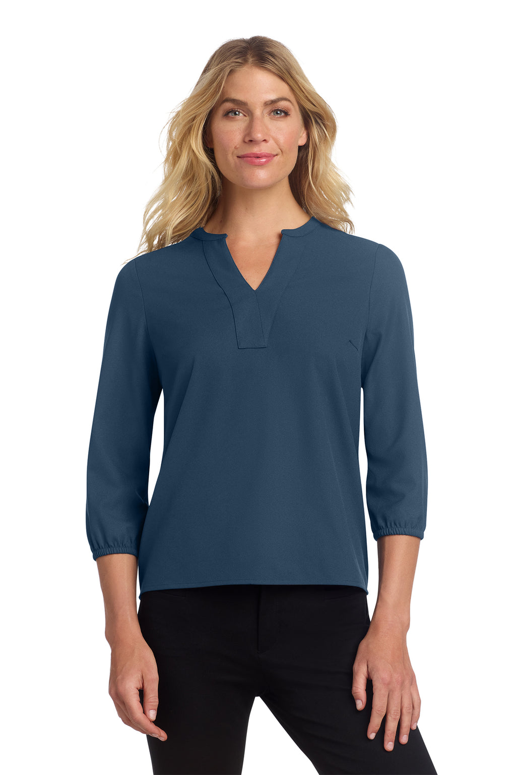 KOMATSU Mercer+Mettle® Women's Stretch Crepe 3/4-Sleeve Blouse - Insignia Blue