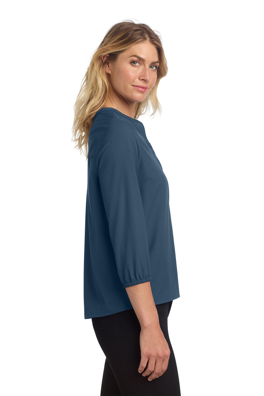 KOMATSU Mercer+Mettle® Women's Stretch Crepe 3/4-Sleeve Blouse - Insignia Blue