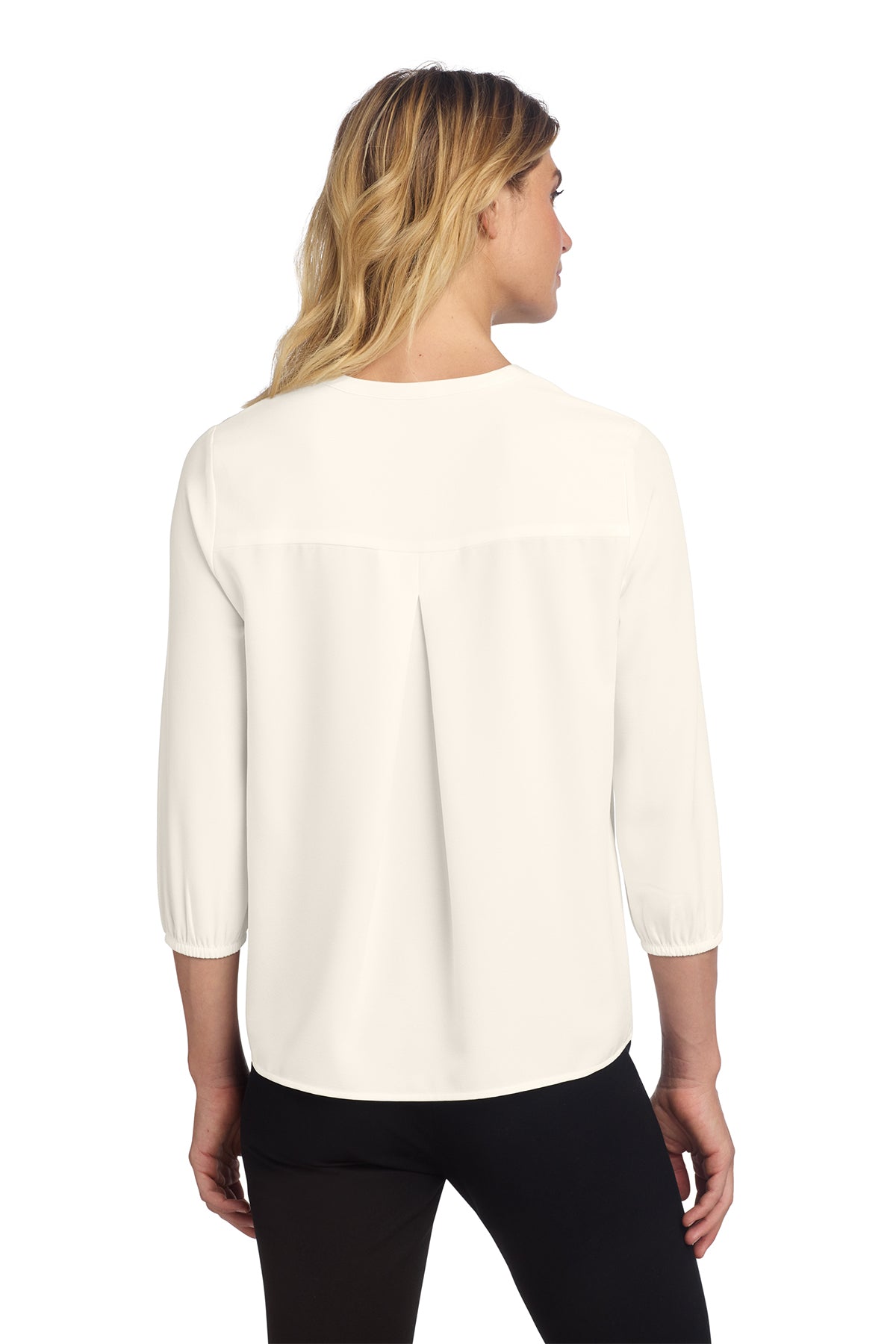 KOMATSU Mercer+Mettle® Women's Stretch Crepe 3/4-Sleeve Blouse - Ivory Chiffon
