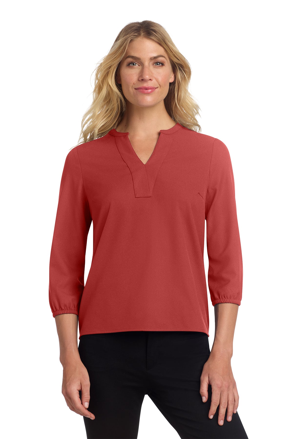 KOMATSU Mercer+Mettle® Women's Stretch Crepe 3/4-Sleeve Blouse - Terracotta