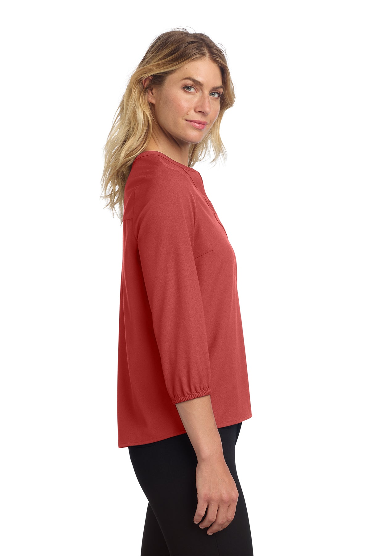 KOMATSU Mercer+Mettle® Women's Stretch Crepe 3/4-Sleeve Blouse - Terracotta