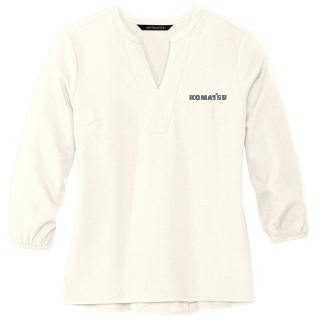KOMATSU Mercer+Mettle® Women's Stretch Crepe 3/4-Sleeve Blouse - Ivory Chiffon