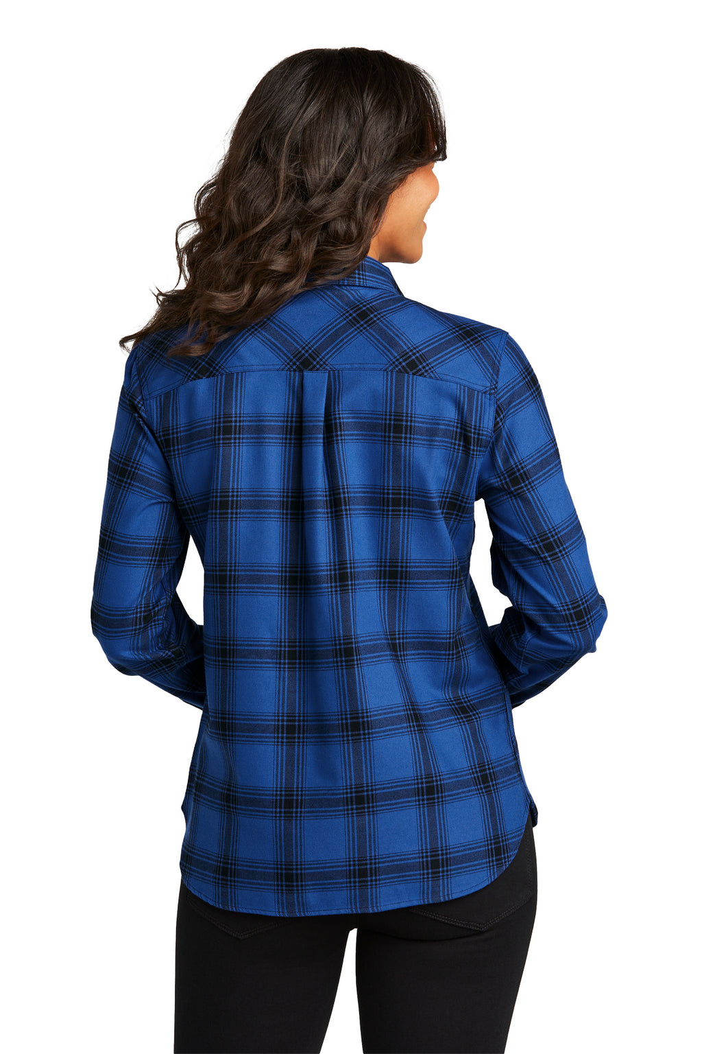 KOMATSU Port Authority® Women's Plaid Flannel Shirt - Royal/Black Open