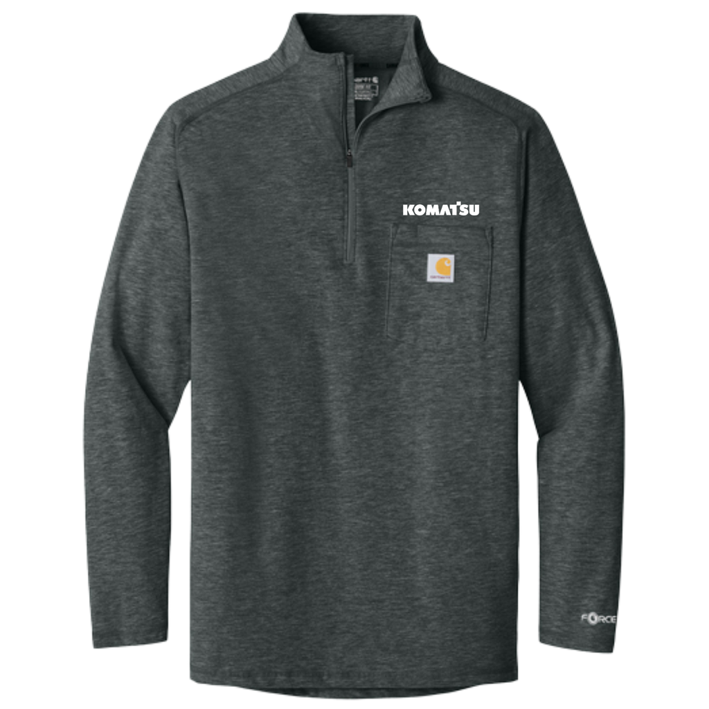 KOMATSU Carhartt Force® 1/4-Zip Long Sleeve T-Shirt - Carbon Heather