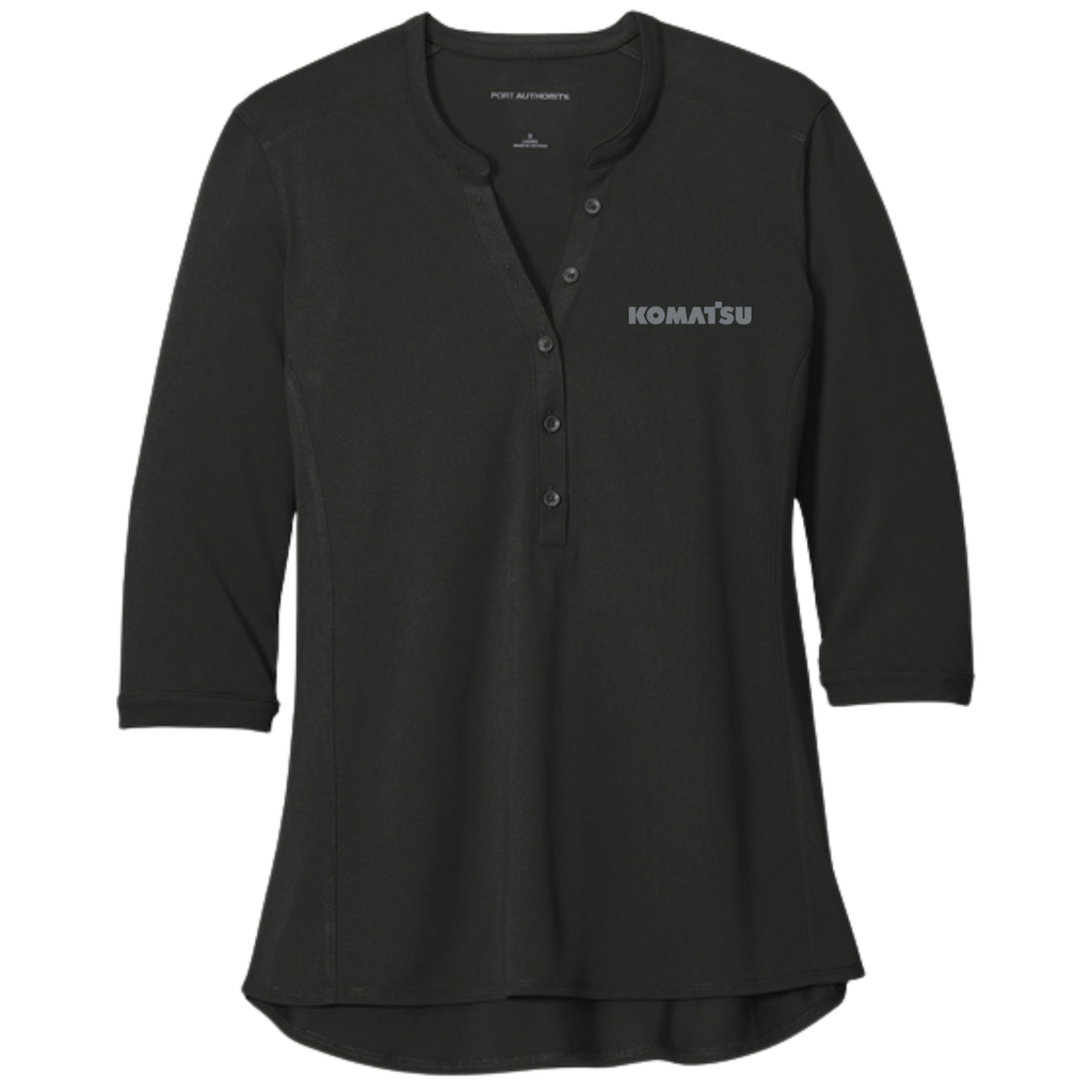 KOMATSU Port Authority® Women's UV Choice Pique Henley - Black