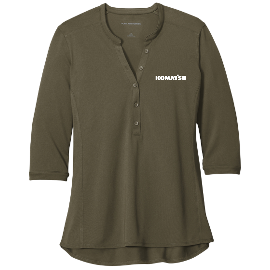 KOMATSU Port Authority® Women's UV Choice Pique Henley - Deep Olive