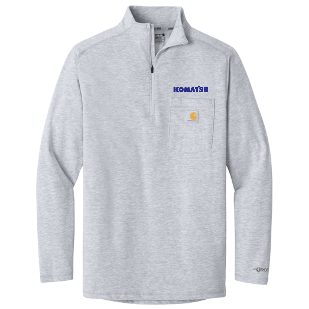 KOMATSU Carhartt Force® 1/4-Zip Long Sleeve T-Shirt - Heather Grey