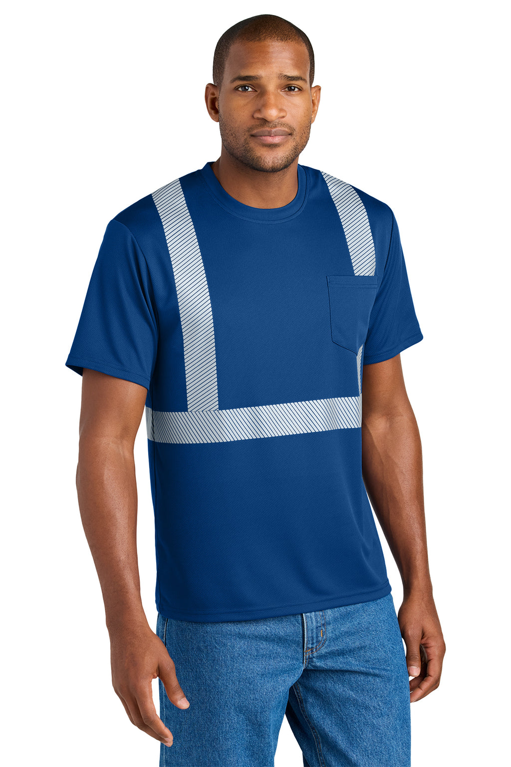 KOMATSU CornerStone® Enhanced Visibility Segmented Tape Tee - Royal Blue