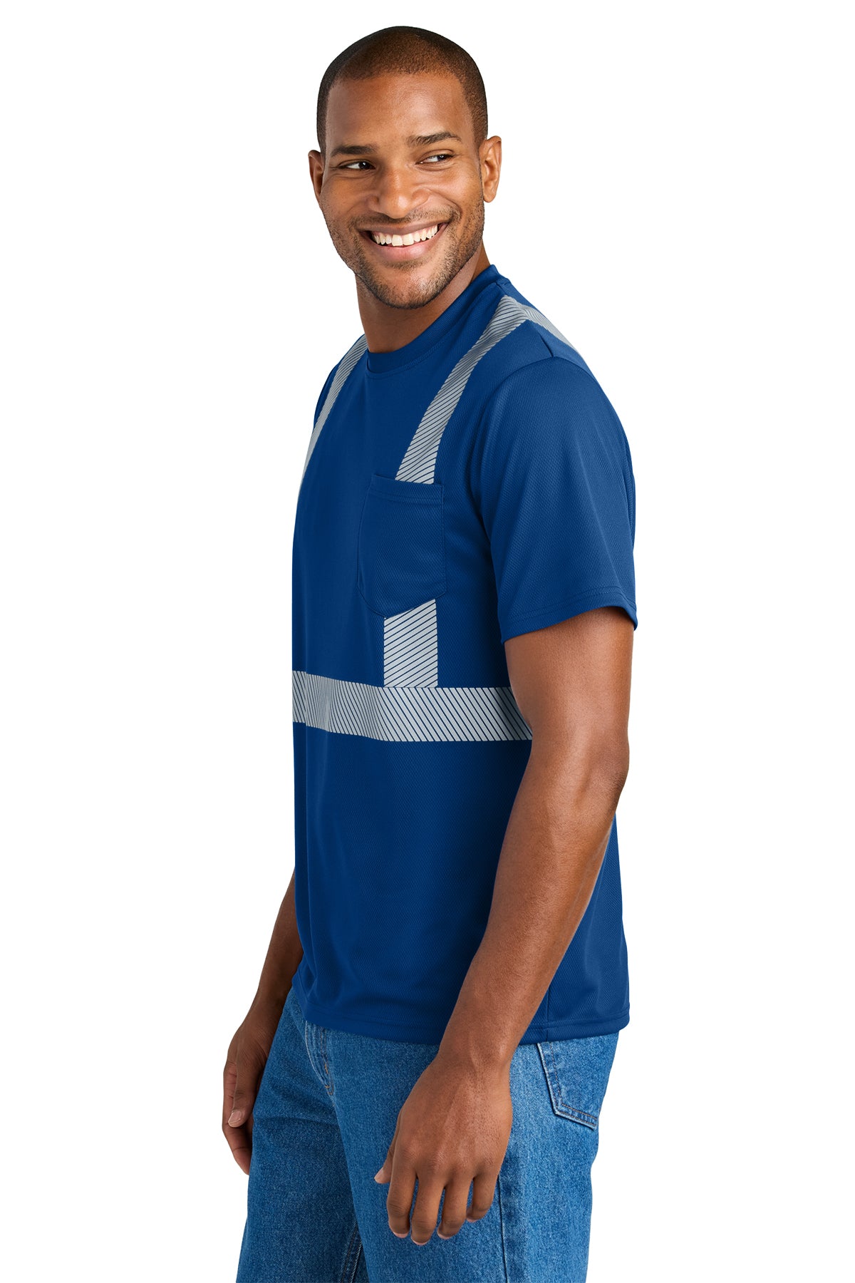 KOMATSU CornerStone® Enhanced Visibility Segmented Tape Tee - Royal Blue