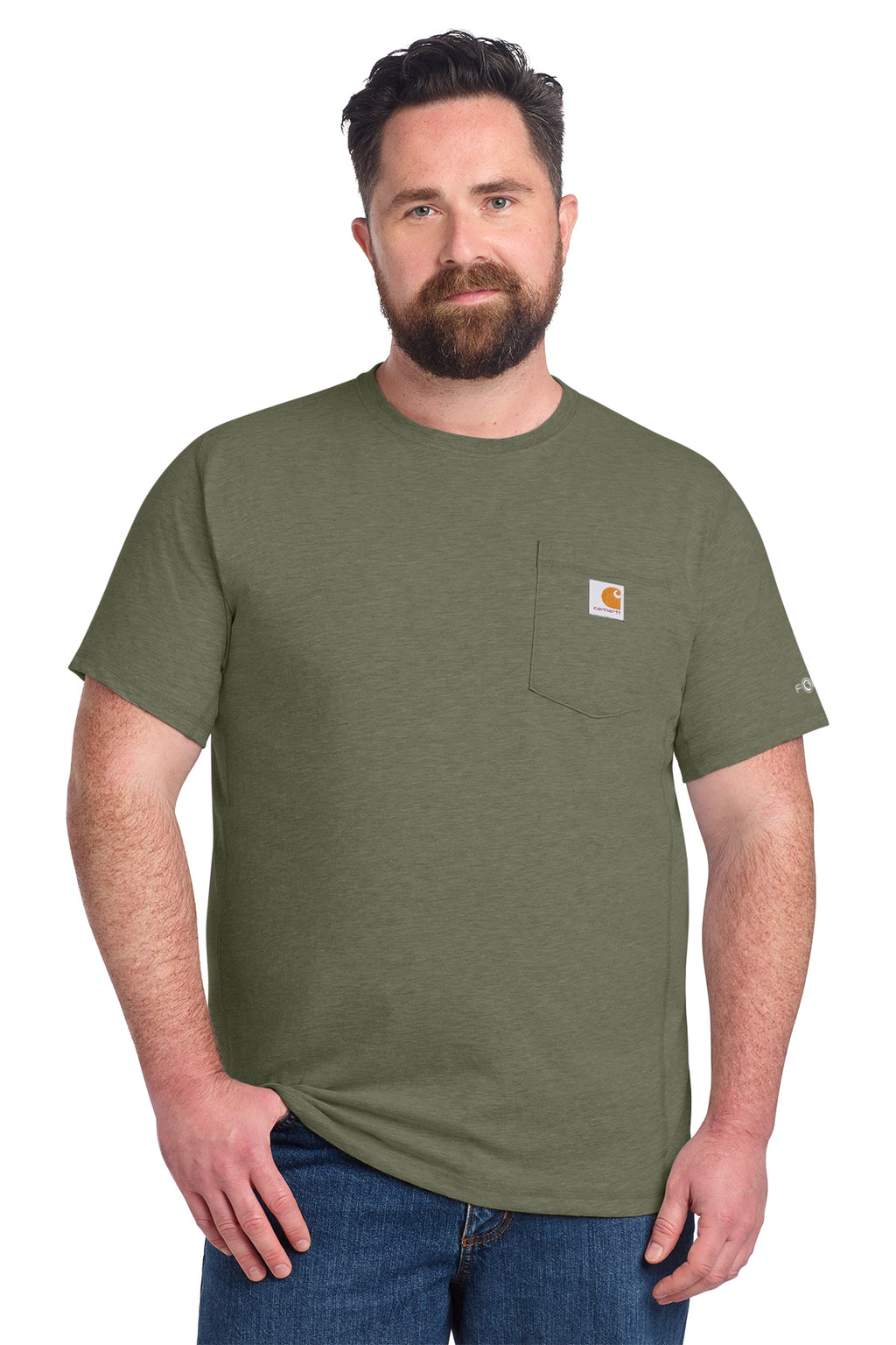 KOMATSU Carhartt Force® Short Sleeve Pocket T-Shirt - Basil Heather