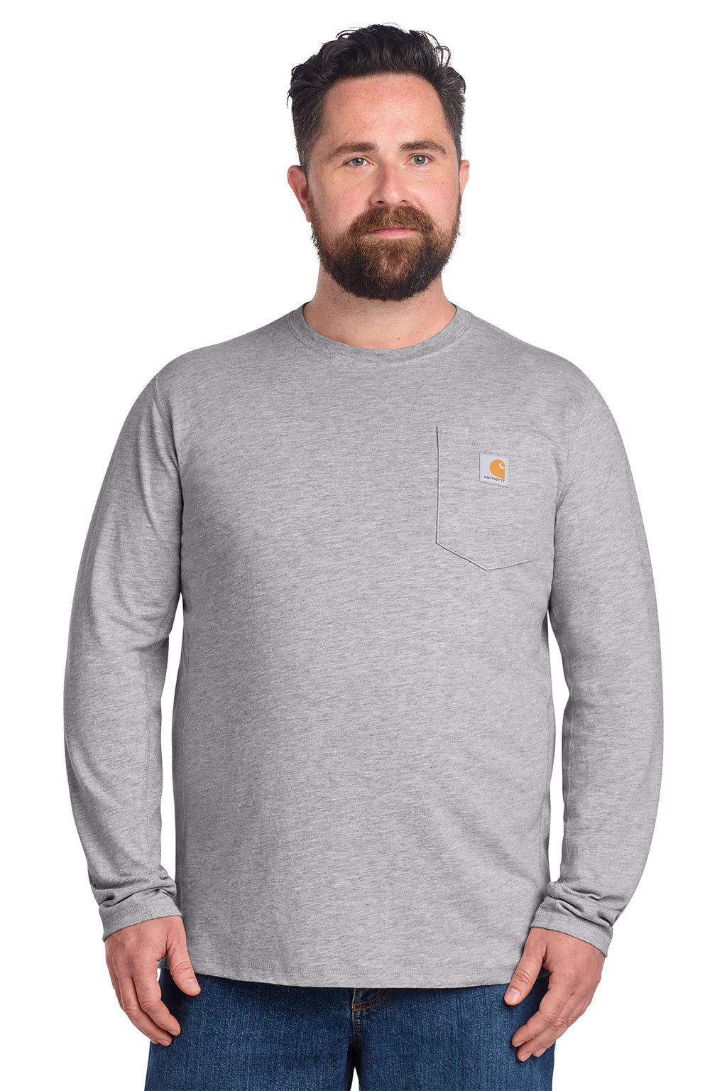 KOMATSU Carhartt Force® Long Sleeve Pocket T-Shirt - Heather Grey
