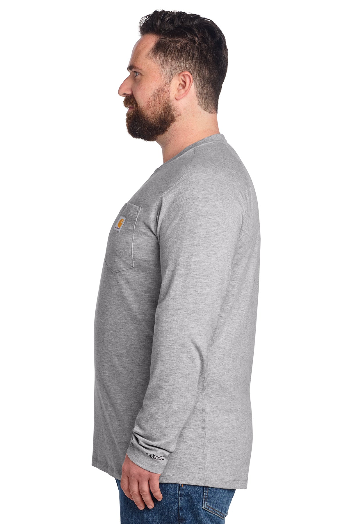 KOMATSU Carhartt Force® Long Sleeve Pocket T-Shirt - Heather Grey