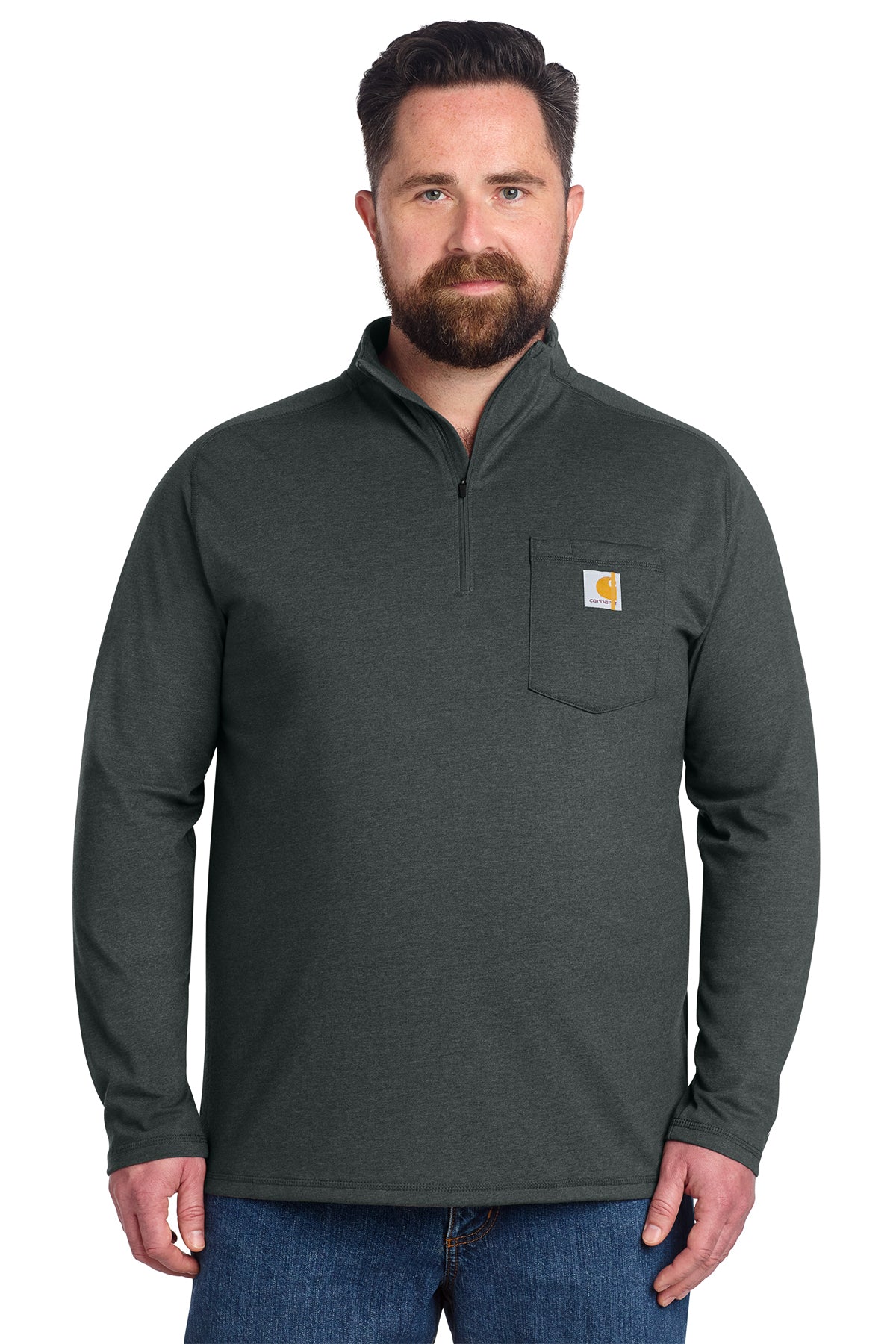 KOMATSU Carhartt Force® 1/4-Zip Long Sleeve T-Shirt - Carbon Heather