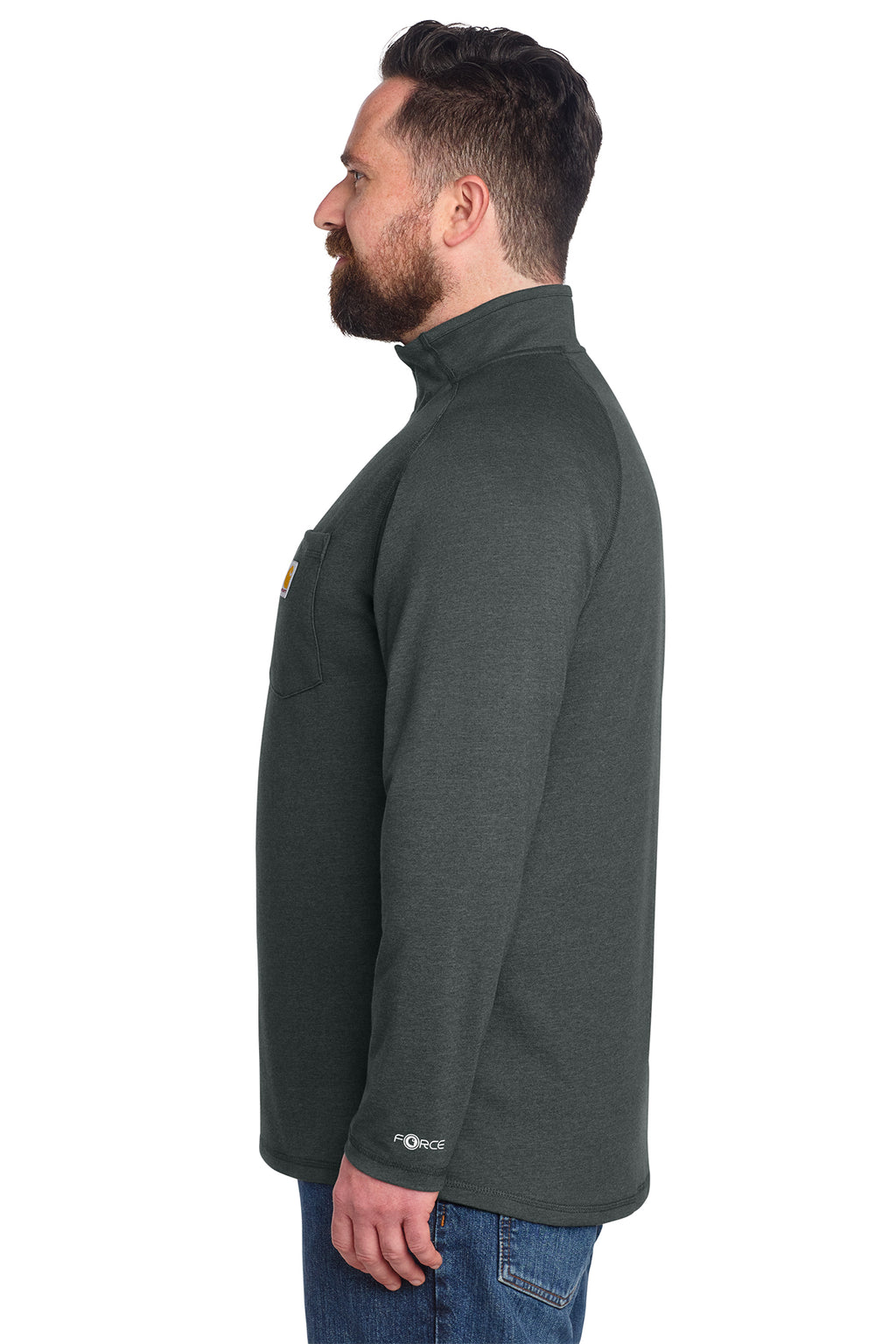 KOMATSU Carhartt Force® 1/4-Zip Long Sleeve T-Shirt - Carbon Heather