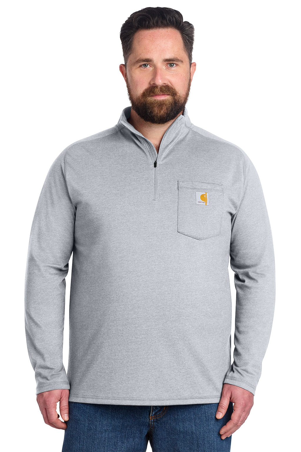 KOMATSU Carhartt Force® 1/4-Zip Long Sleeve T-Shirt - Heather Grey