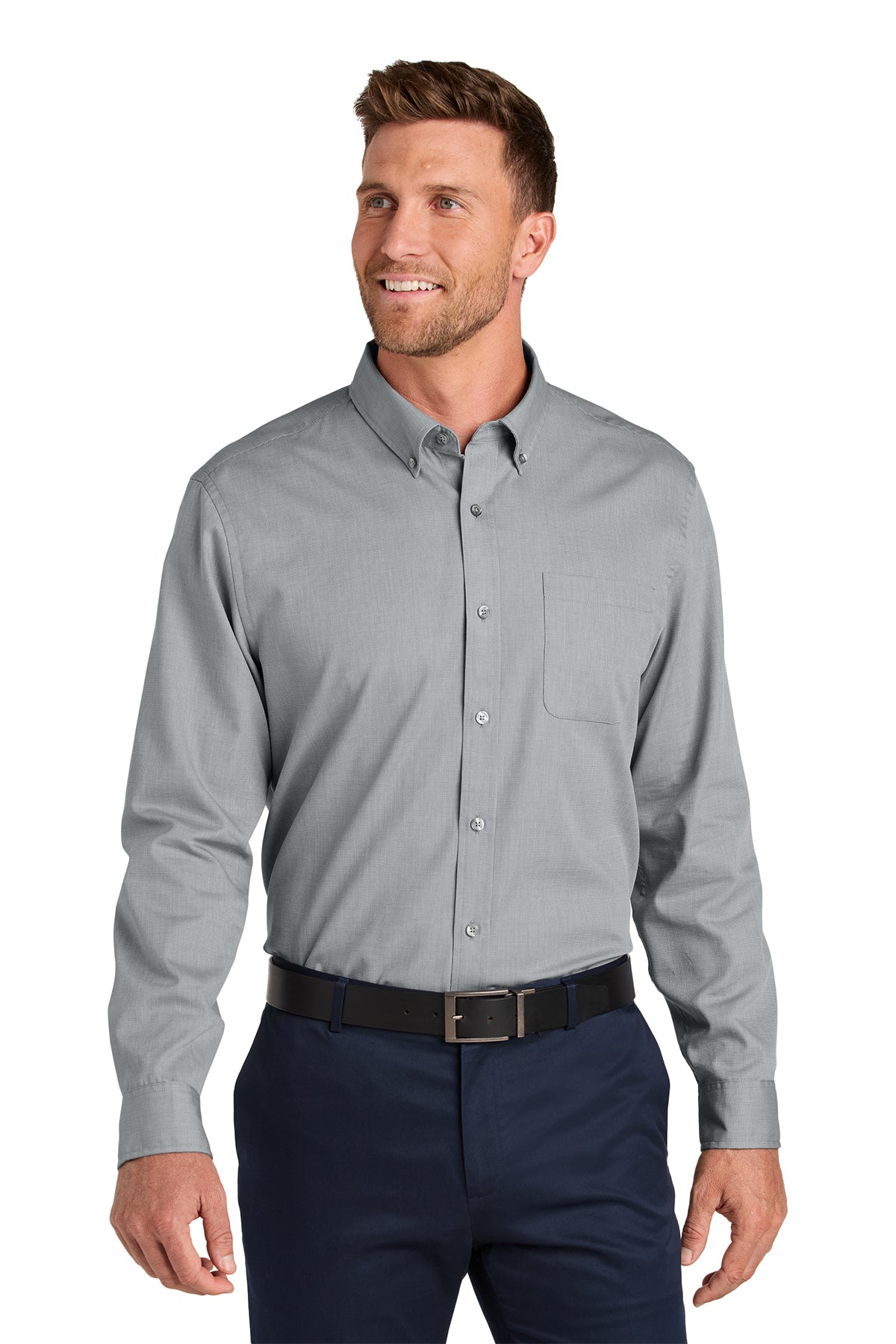 KOMATSU Port Authority® Long Sleeve Nailhead Easy Care Shirt - Gusty Grey
