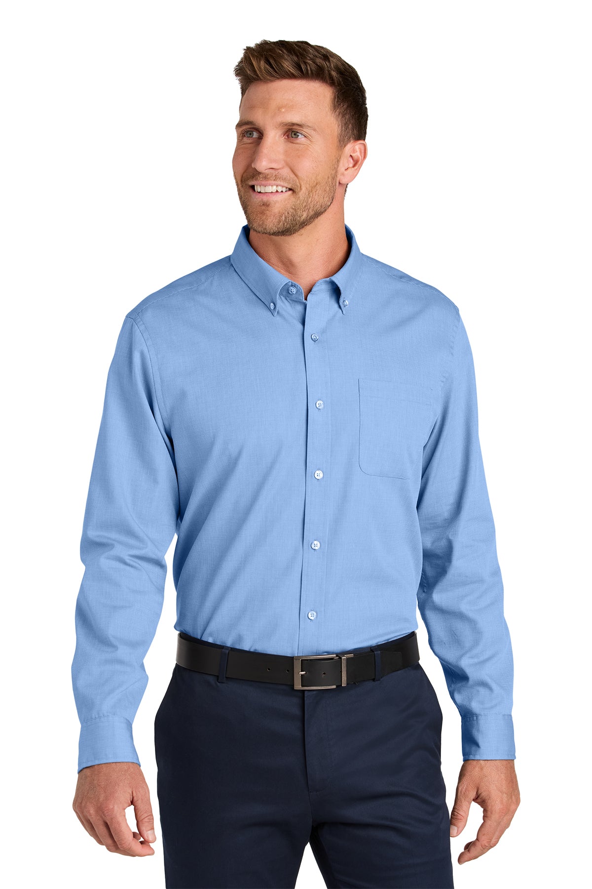 KOMATSU Port Authority® Long Sleeve Nailhead Easy Care Shirt - Swiss Blue