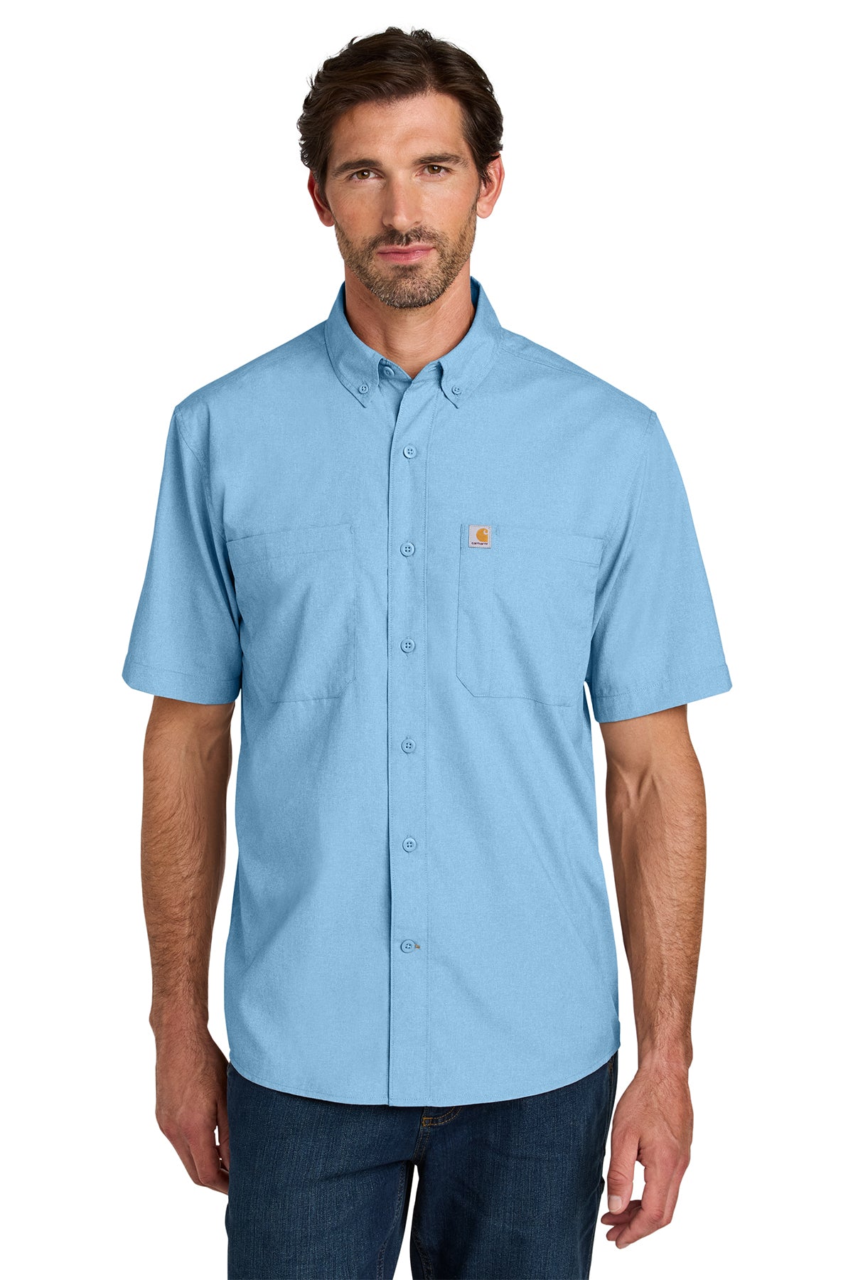 KOMATSU Carhartt Force® Sun Defender™ Short Sleeve Shirt - Fresh Water Blue
