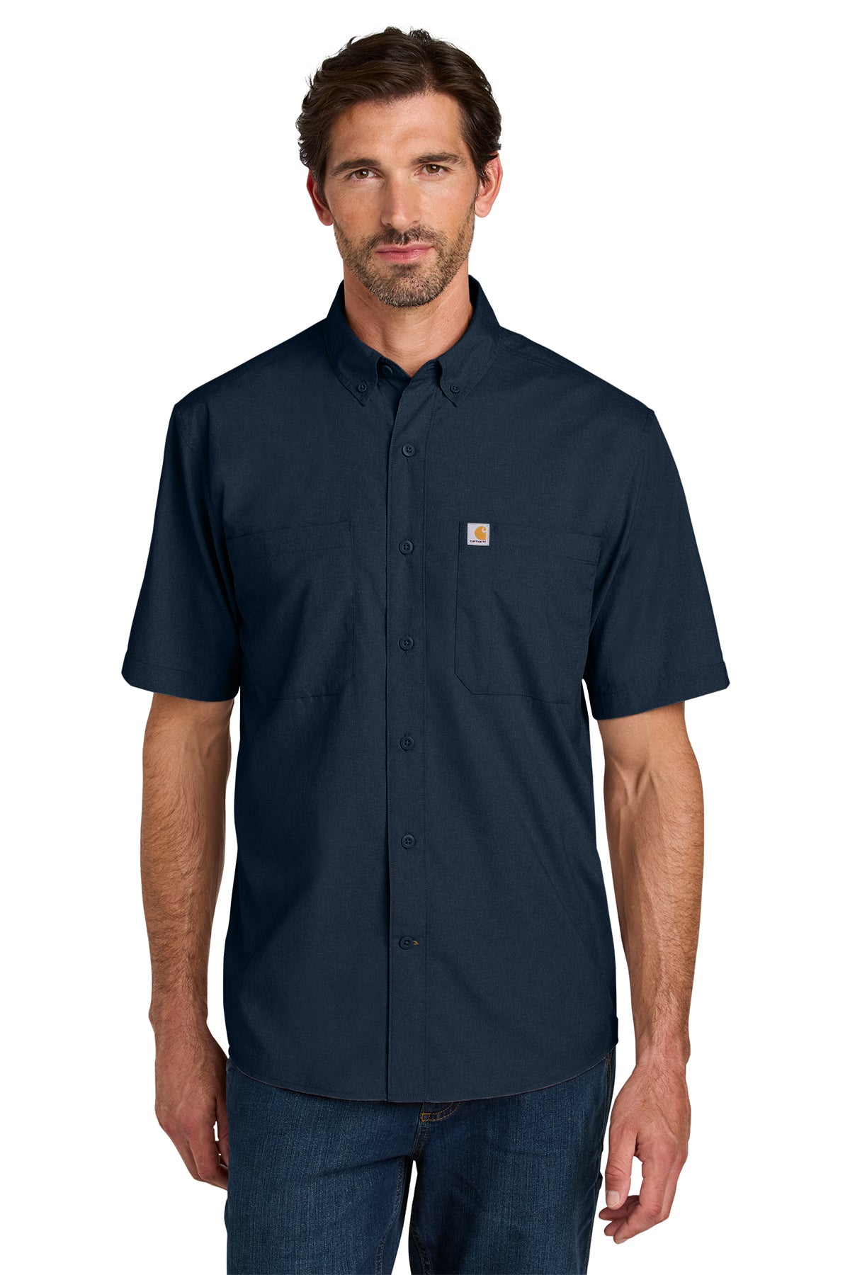 KOMATSU Carhartt Force® Sun Defender™ Short Sleeve Shirt - Navy