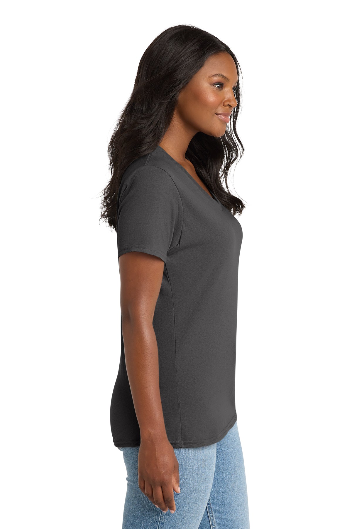 KOMATSU Port & Co™ Women's Core Cotton V-Neck Tee - Charcoal