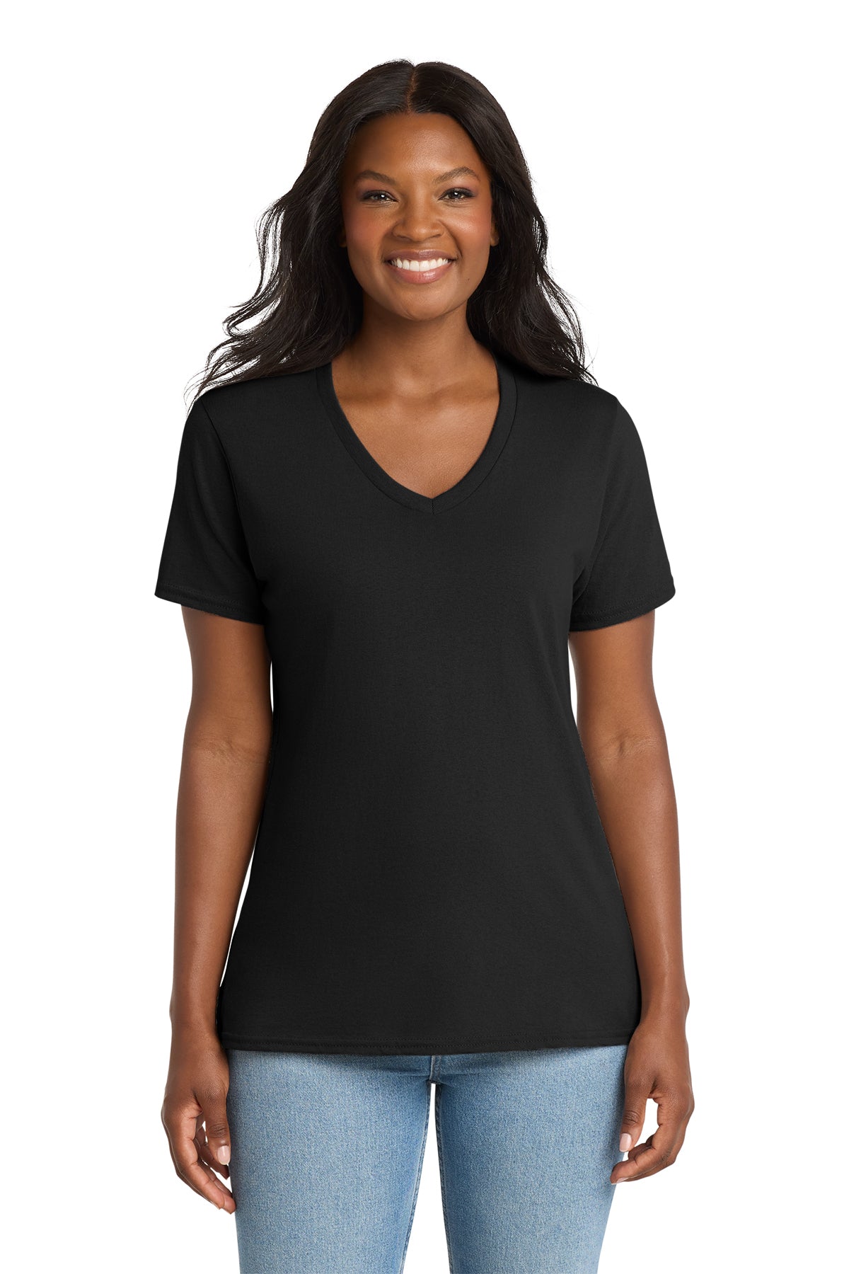 KOMATSU Port & Co™ Women's Core Cotton V-Neck Tee - Black
