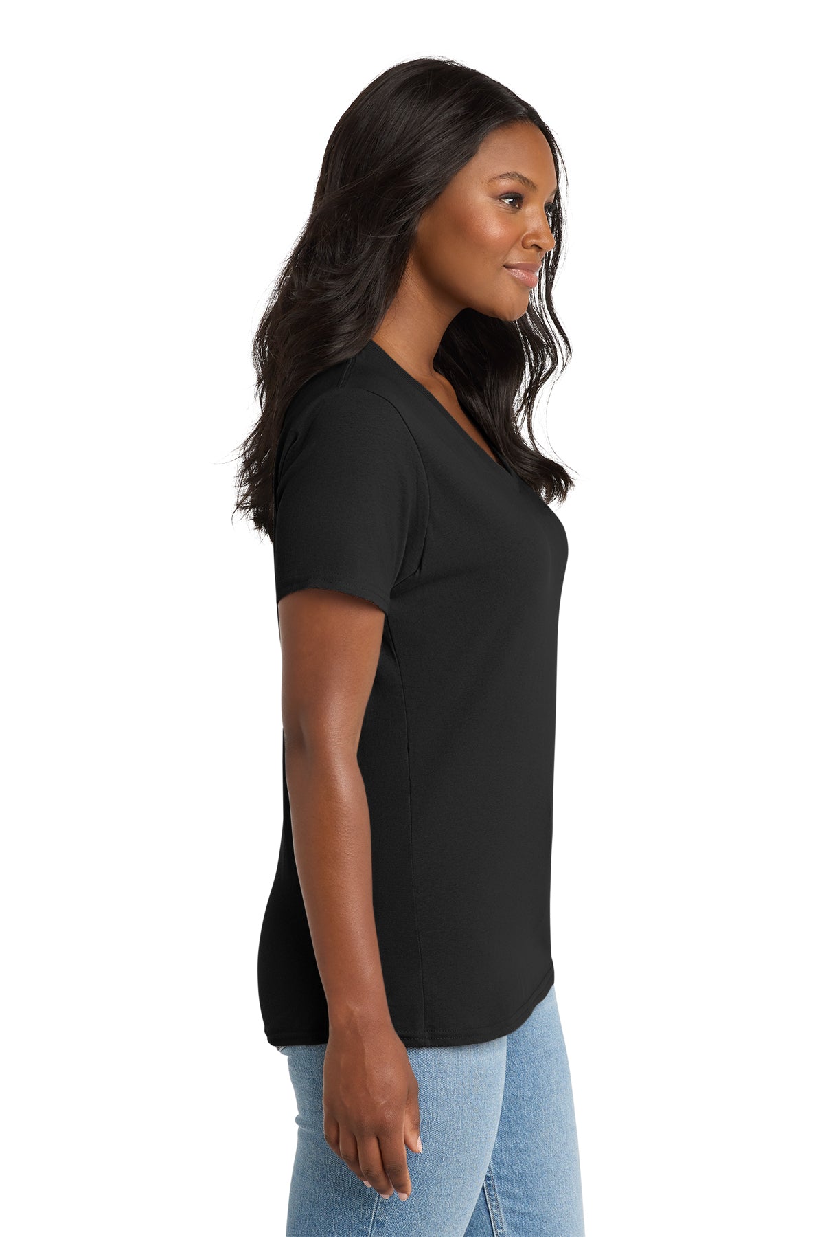 KOMATSU Port & Co™ Women's Core Cotton V-Neck Tee - Black